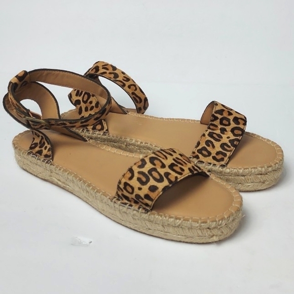 Soludos Flatform Cadiz Sandals in Leopard Calf Hair Platform Espadrilles Size 11 - Picture 2 of 16
